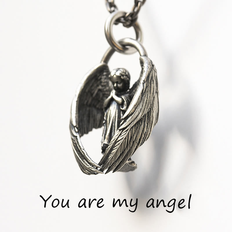 Colgante de Ala de Ángel Guardián que Ora