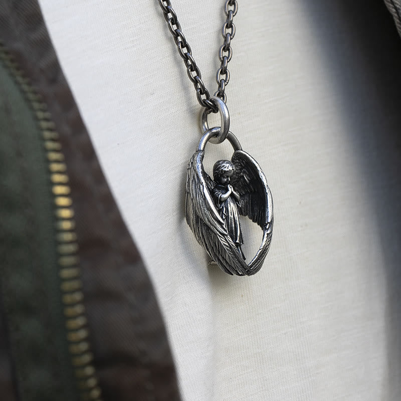 Colgante de Ala de Ángel Guardián que Ora