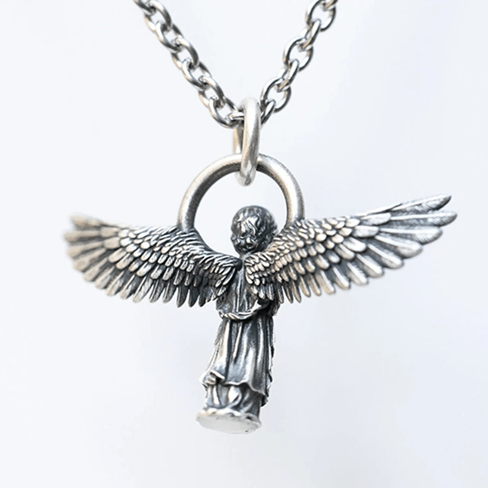 Collar de Protección Ángel Orante con Alas Extendidas