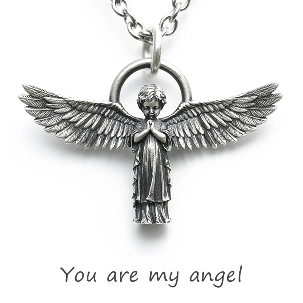 Collar de Protección Ángel Orante con Alas Extendidas