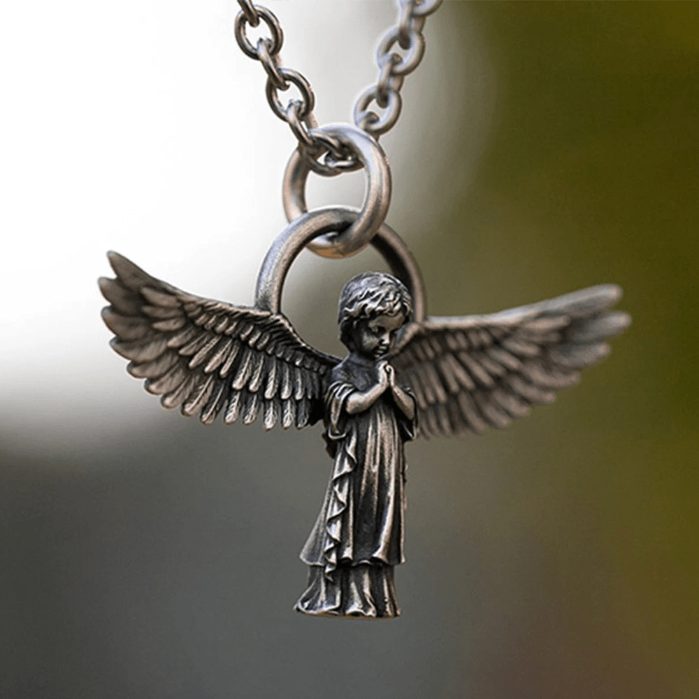 Collar de Protección Ángel Orante con Alas Extendidas