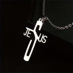 Collar de Acero Inoxidable con Cruz de Jesucristo