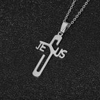Collar de Acero Inoxidable con Cruz de Jesucristo