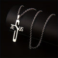 Collar de Acero Inoxidable con Cruz de Jesucristo