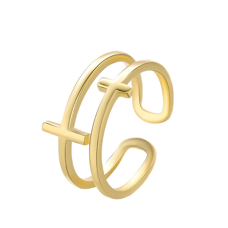 Anillo Minimalista Doble Cruz