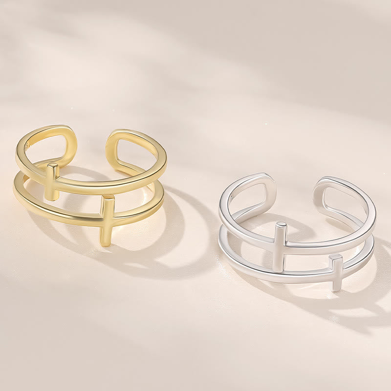 Anillo Minimalista Doble Cruz