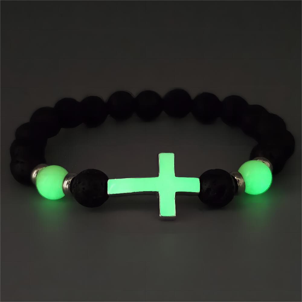 Pulsera de Cruz que Brilla en la Oscuridad