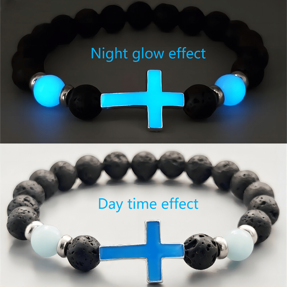 Pulsera de Cruz que Brilla en la Oscuridad
