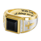 Anillo Cruz Bicolor Plated - Con Dios, Todas las Cosas Son Posibles