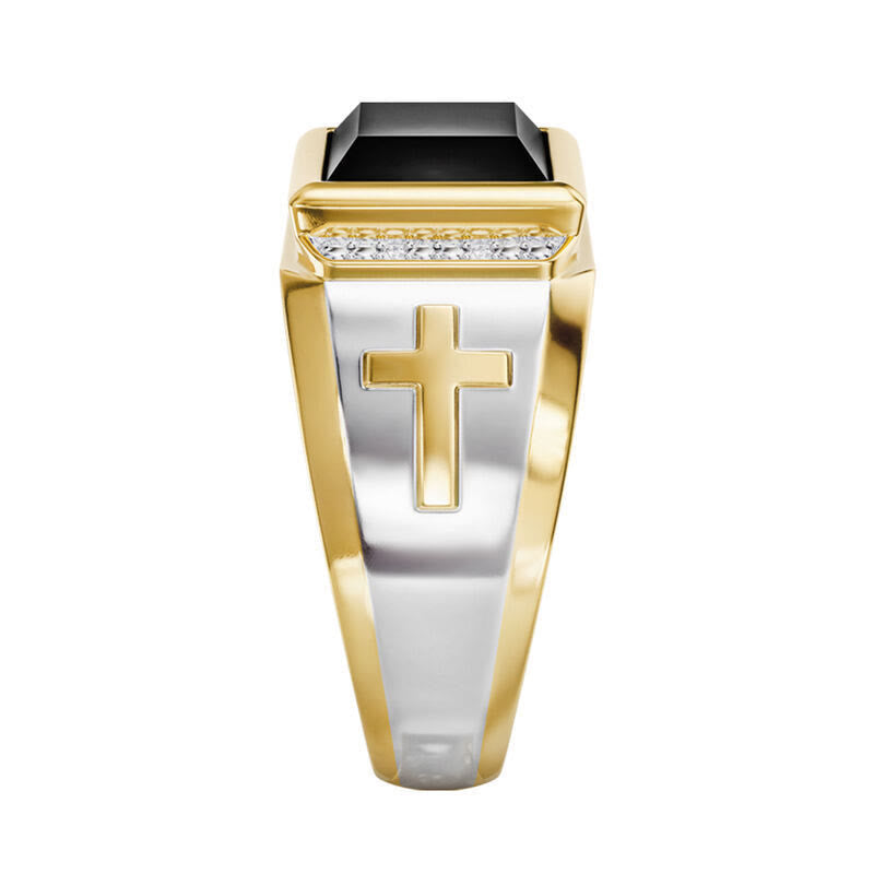 Anillo Cruz Bicolor Plated - Con Dios, Todas las Cosas Son Posibles