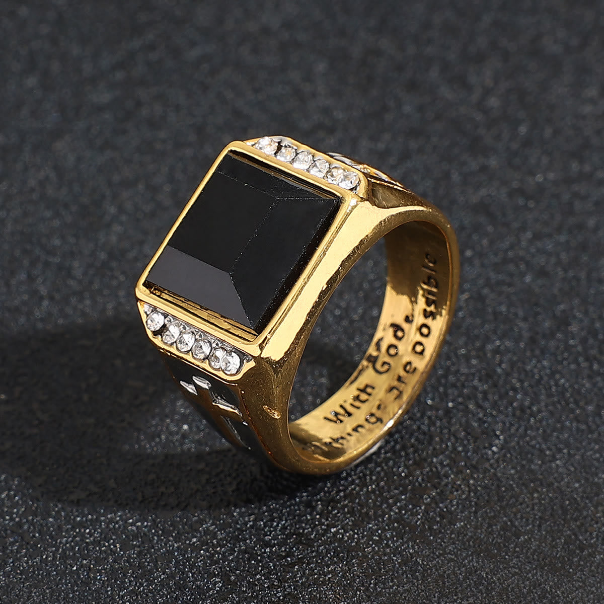 Anillo Cruz Bicolor Plated - Con Dios, Todas las Cosas Son Posibles
