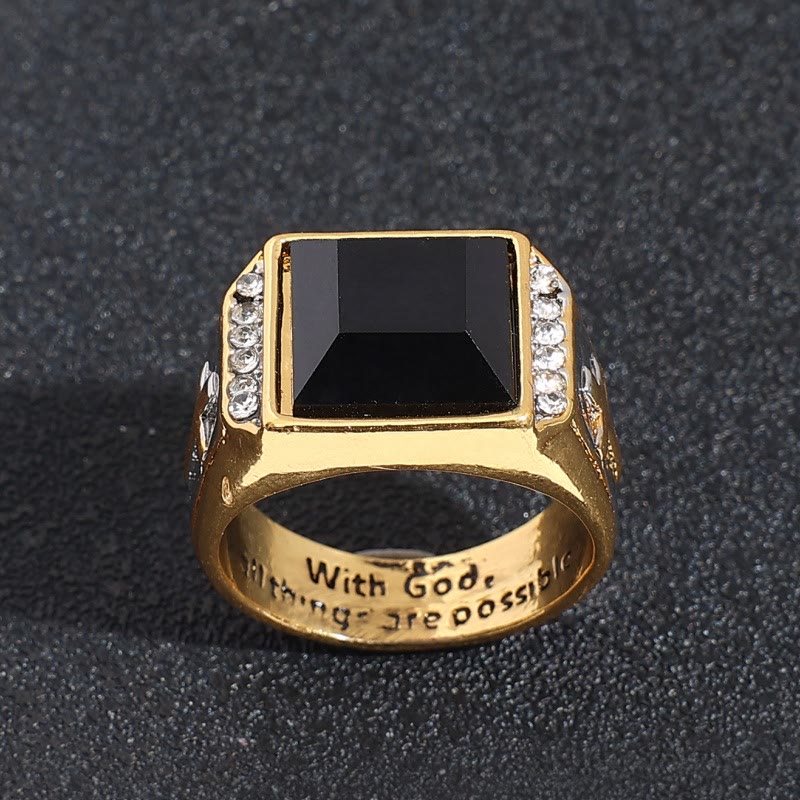 Anillo Cruz Bicolor Plated - Con Dios, Todas las Cosas Son Posibles
