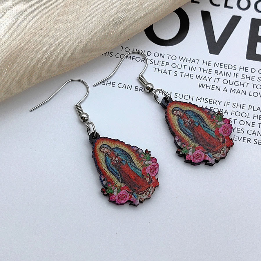 Pendientes Coloridos de la Virgen María de Nuestra Señora de Guadalupe