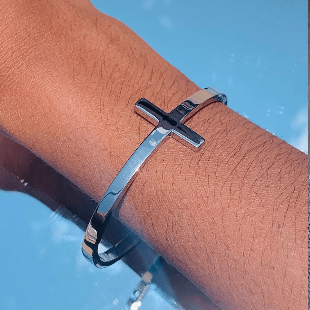 Pulsera de Religión con Brazalete de Cuff de Plata