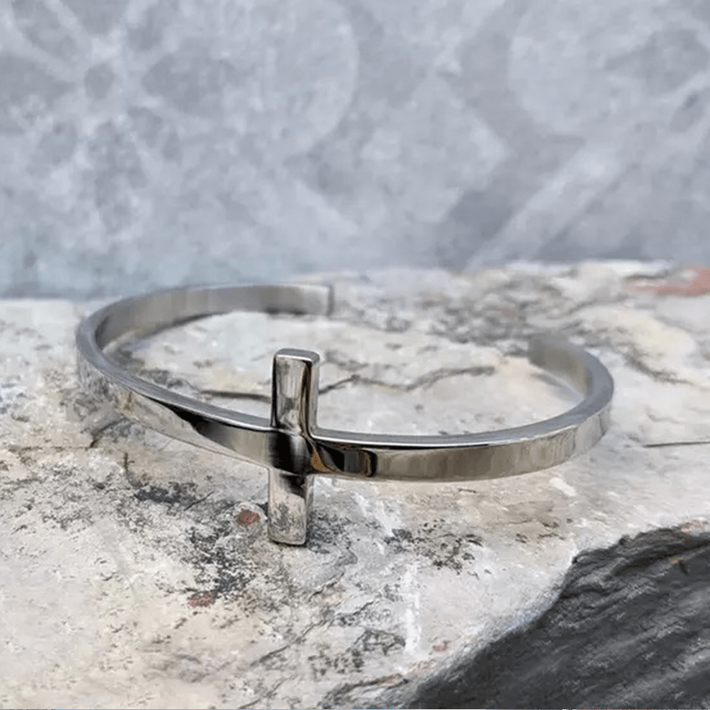 Pulsera de Religión con Brazalete de Cuff de Plata