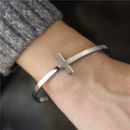 Pulsera de Religión con Brazalete de Cuff de Plata