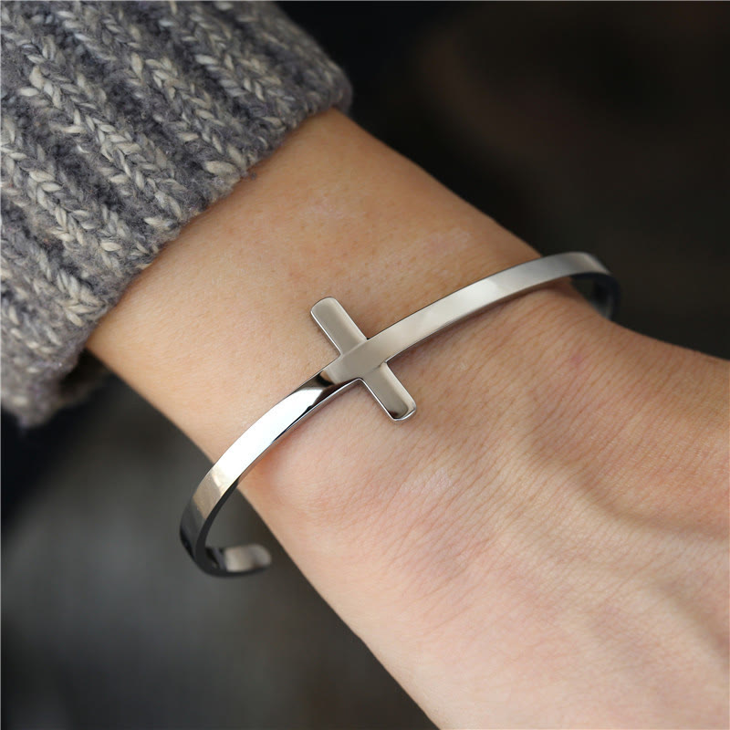Pulsera de Religión con Brazalete de Cuff de Plata