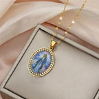 Collar de Pintura de la Virgen María Joyería de Icono Religioso