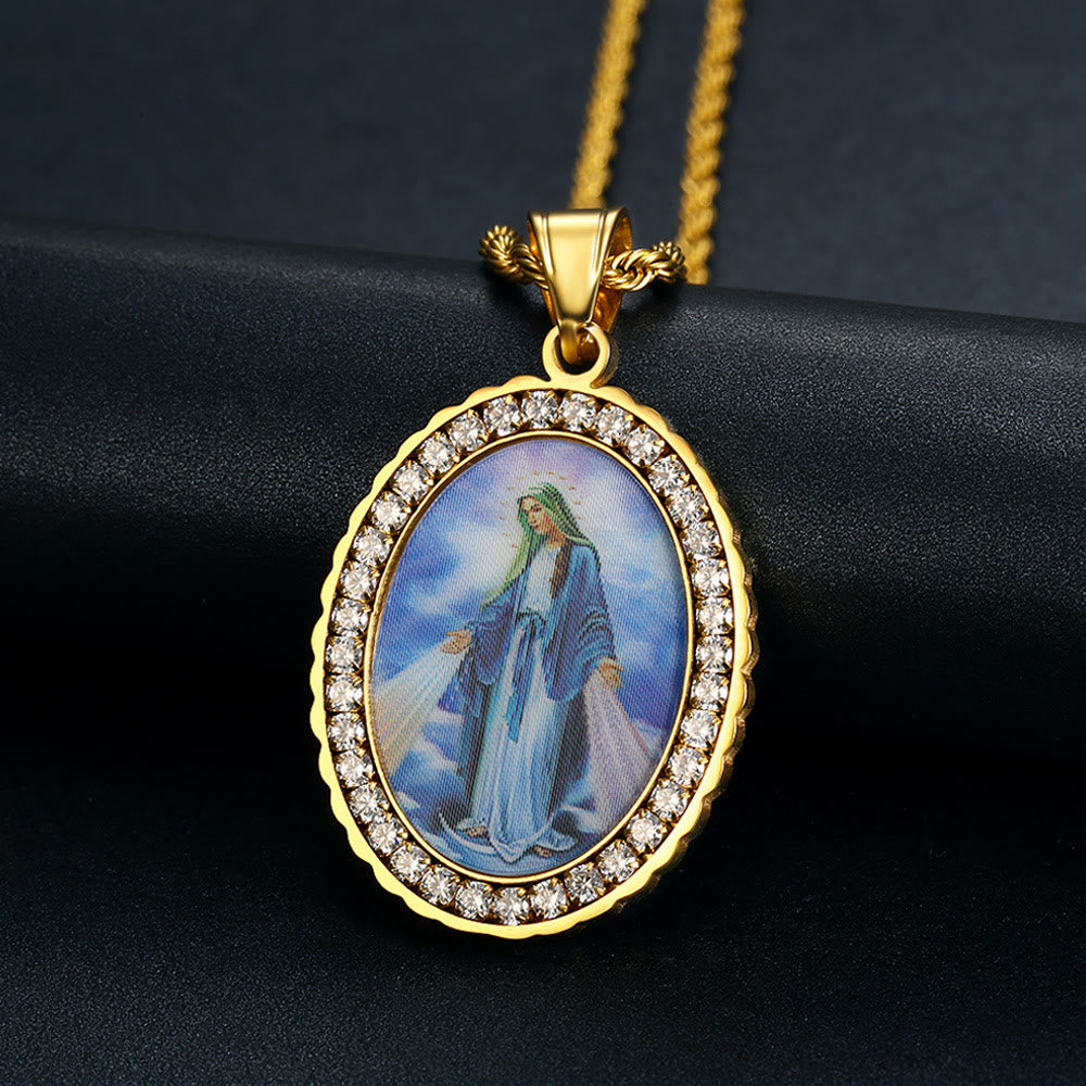Collar de Pintura de la Virgen María Joyería de Icono Religioso