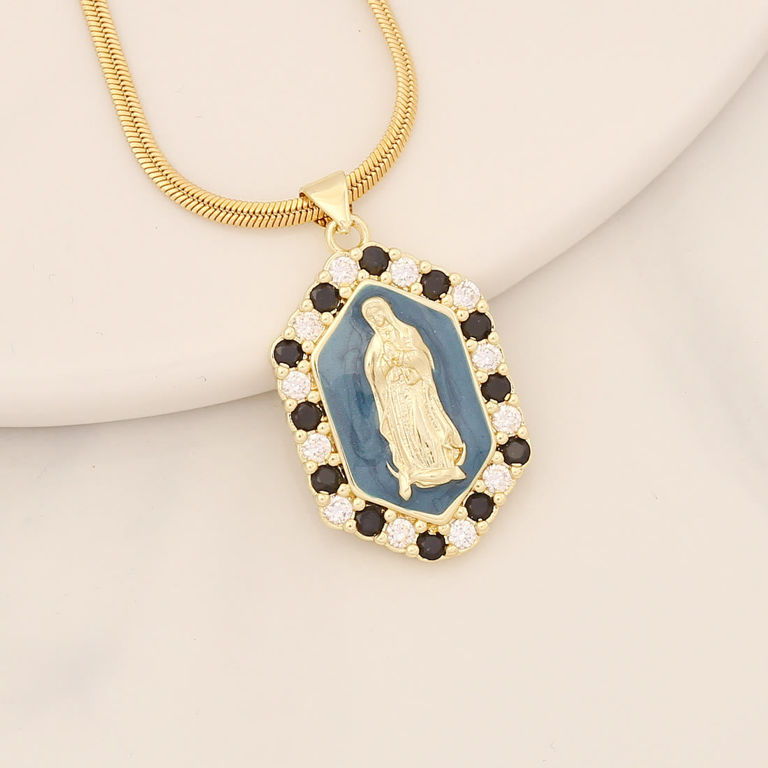 Exquisito Collar de Zirconio Micro-incrustado de la Bendita María