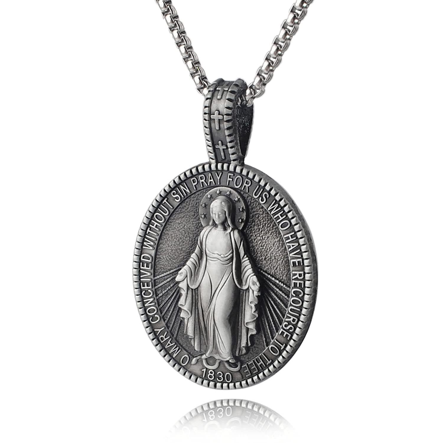 Medallón de la Virgen María Milagrosa Collar
