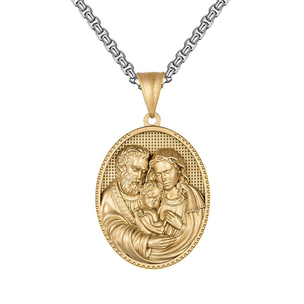 Medalla de la Sagrada Familia de José, María y Jesús en Collar