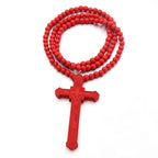 Collar de Madera con Cruz de Jesús