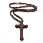 Collar de Madera con Cruz de Jesús