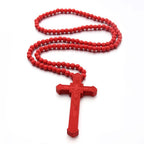 Collar de Madera con Cruz de Jesús