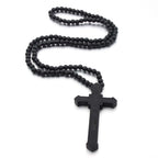 Collar de Madera con Cruz de Jesús