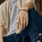 Anillo Ajustable de Plata Esterlina Estilo Minimalista con Cruz
