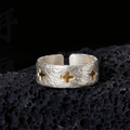 Anillo Ajustable de Plata Esterlina Estilo Minimalista con Cruz