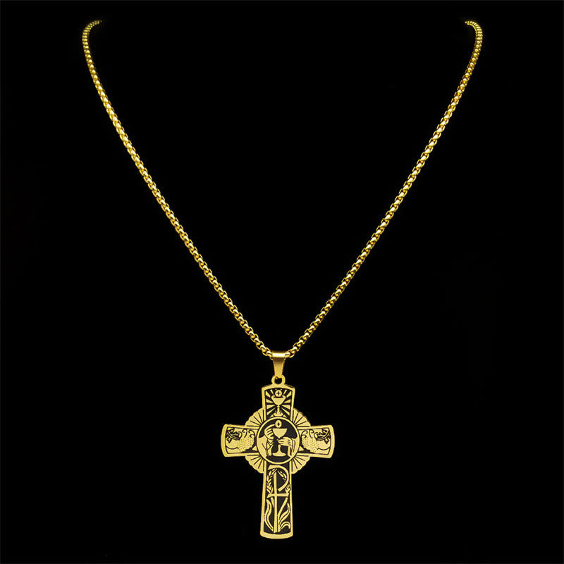 Collar Cruz de Vid Halo Eucarístico de Estilo Multi-elemento