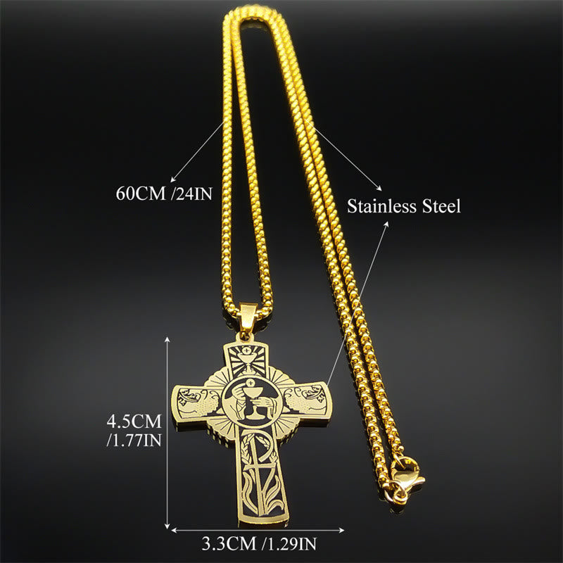 Collar de Cruz de Vid con Halo de Eucaristía de Estilo Multi-elemento