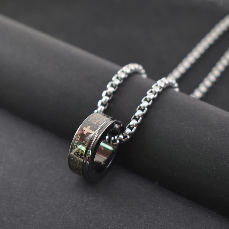 Anillo y Collar de Cadena con Estilo de Combinación de Versículo Bíblico