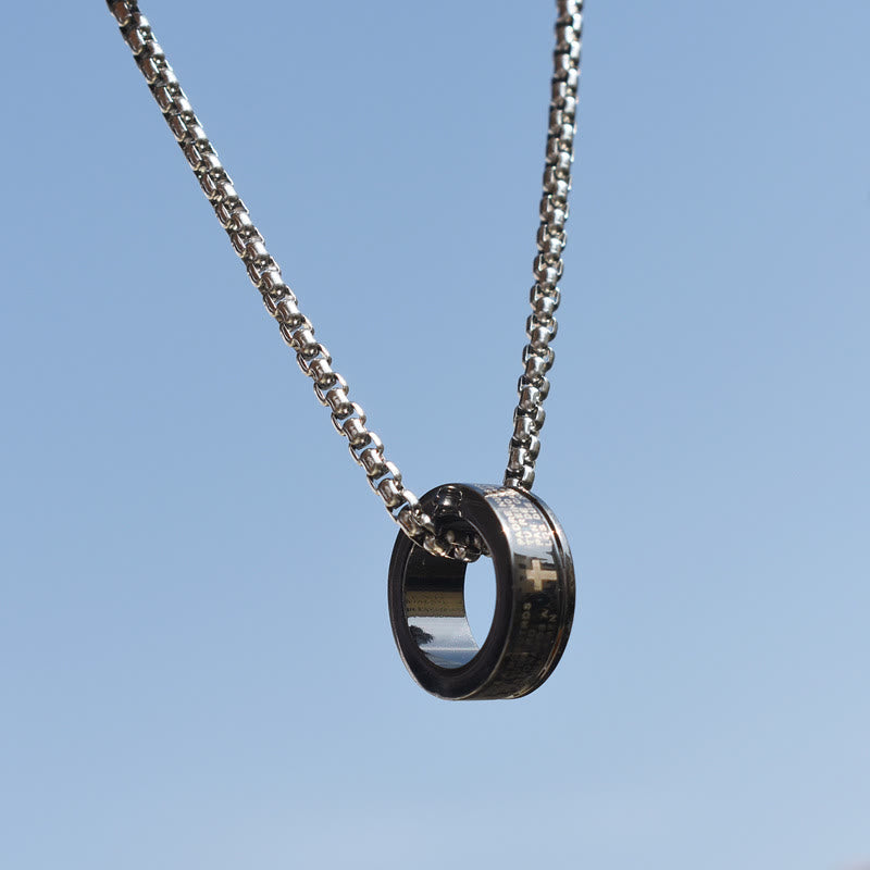 Anillo y Collar de Cadena con Estilo de Combinación de Versículo Bíblico