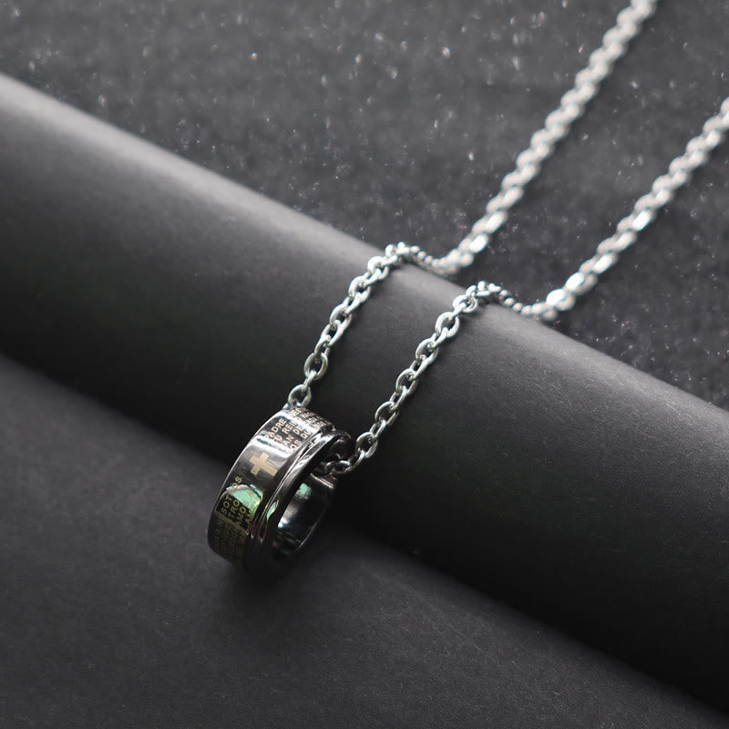 Anillo y Collar de Cadena con Estilo de Combinación de Versículo Bíblico