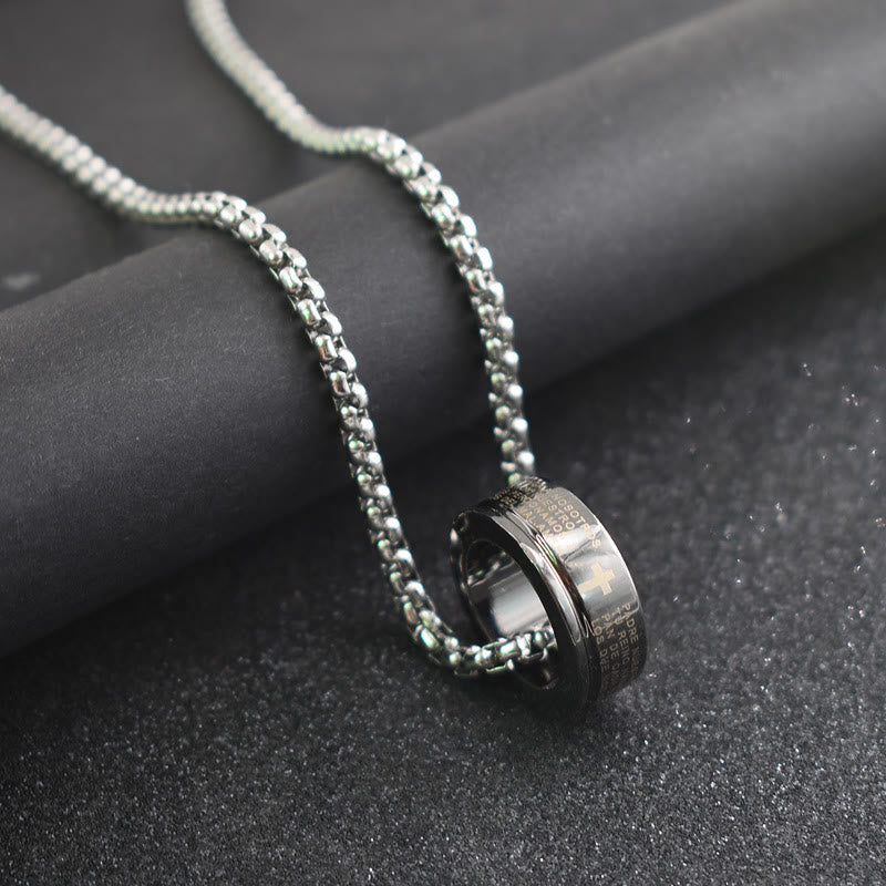 Anillo y Collar de Cadena con Estilo de Combinación de Versículo Bíblico