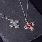 Collar de Aleación con Colgante de Cruz Cuádruple Carmelitano Clásico de Cinco en Uno