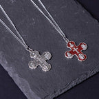 Collar de Aleación con Colgante de Cruz Cuádruple Carmelitano Clásico de Cinco en Uno