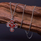 Collar de Aleación con Colgante de Cruz Cuádruple Carmelitano Clásico de Cinco en Uno