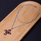 Collar de Aleación con Colgante de Cruz Cuádruple Carmelitano Clásico de Cinco en Uno