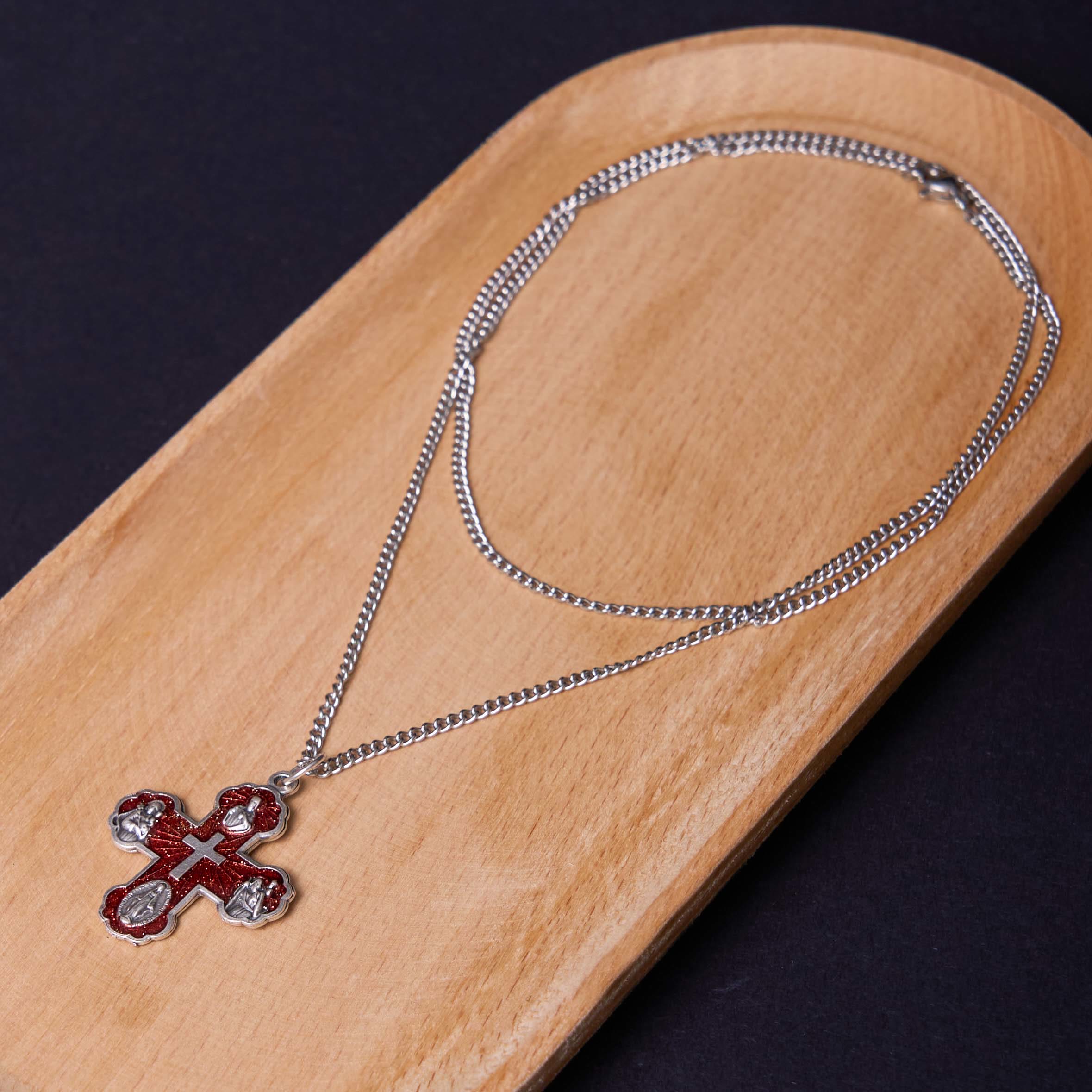 Collar de Aleación con Colgante de Cruz Cuádruple Carmelitano Clásico de Cinco en Uno