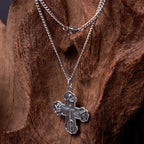 Collar de Aleación con Colgante de Cruz Cuádruple Carmelitano Clásico de Cinco en Uno
