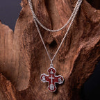 Collar de Aleación con Colgante de Cruz Cuádruple Carmelitano Clásico de Cinco en Uno