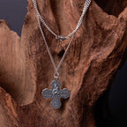 Collar de Aleación con Colgante de Cruz Cuádruple Carmelitano Clásico de Cinco en Uno
