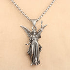 Collar de Colgante de Titanio del Ángel Guardián de Protección Celestial de Estilo Clásico