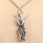 Collar de Colgante de Titanio del Ángel Guardián de Protección Celestial de Estilo Clásico