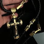 Collar de Pendiente de Crucifijo de Jesús de Estilo Lujo en Aleación Negro-dorado