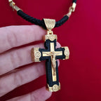 Collar de Pendiente de Crucifijo de Jesús de Estilo Lujo en Aleación Negro-dorado